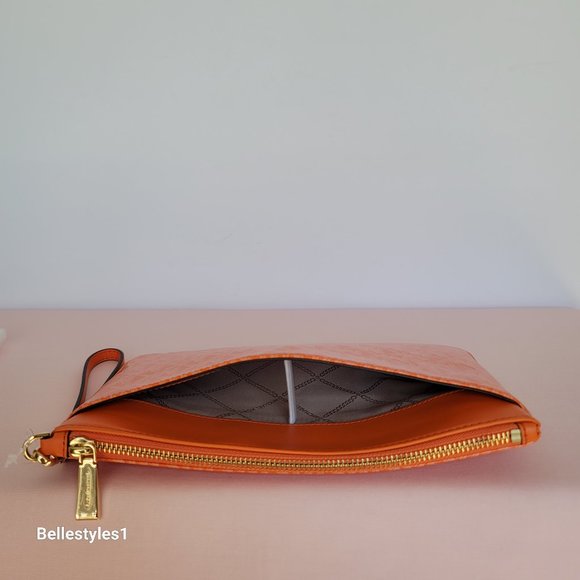 MICHAEL KORS Signature Logo Jet Set Large Top Zip Pouch/Wristlet- Apricot⭐ - Picture 9 of 16